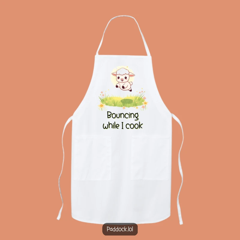 Funny Playful Lamb Apron: Meadow Kitchen Fun, Great Funny Gift