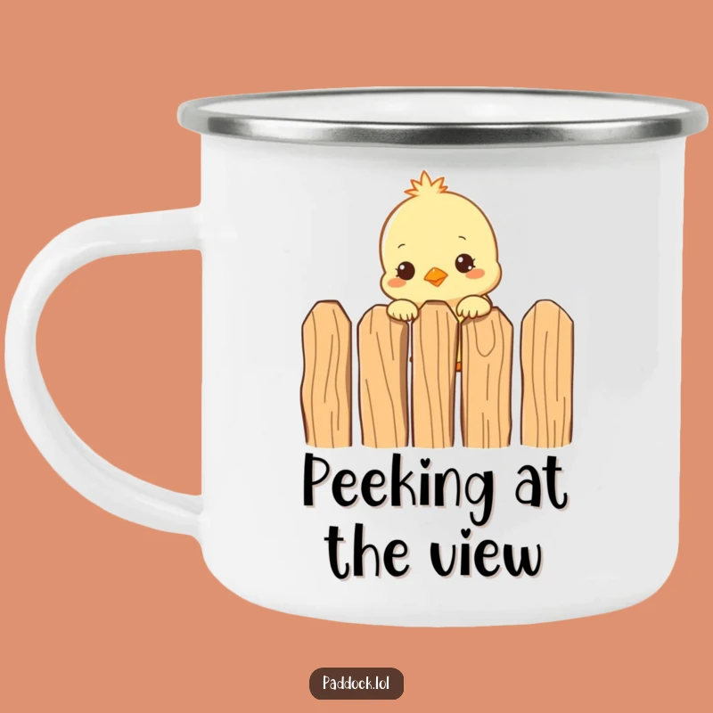 Funny Curious Chick Camping Mug: Outdoor Farm Humor, Perfect Funny Gift