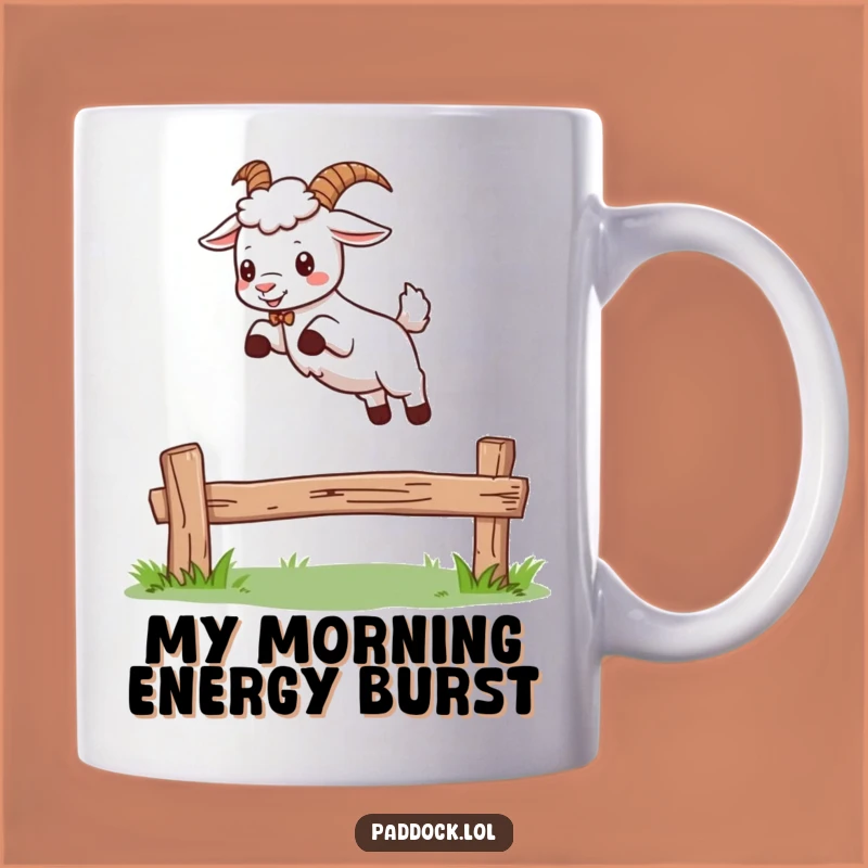 Funny Goat Leaping Over Fence Mug - Perfect Jumping Animal Gift for Goat Lovers