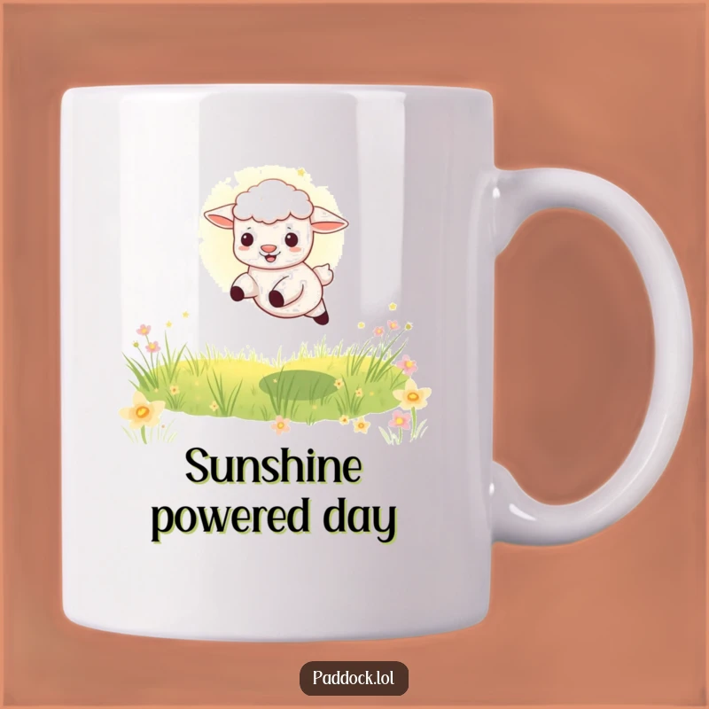 Funny Playful Lamb Leap Mug: Joyful Meadow Fun, Perfect Humorous Gift