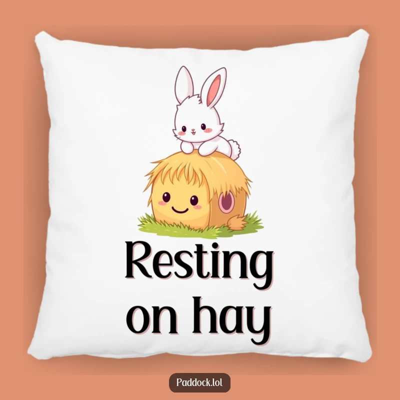 Funny Bunny Hay Bale Pillow - Soft & Humorous Accent Pillow for Cozy Spaces