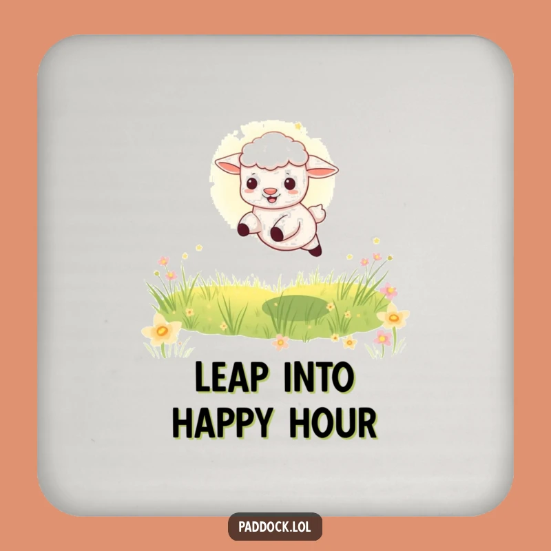 Funny Playful Lamb Drink Coaster: Meadow Charm Protects Surfaces, Gift