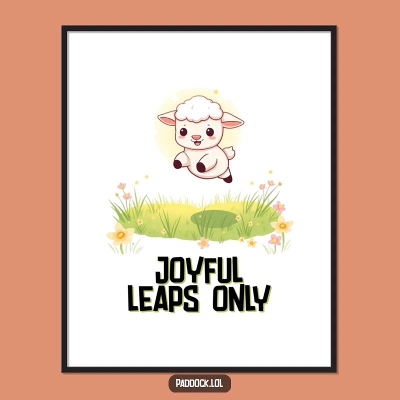 Funny Playful Lamb Poster: Meadow Art Print, Hilarious Funny Gift