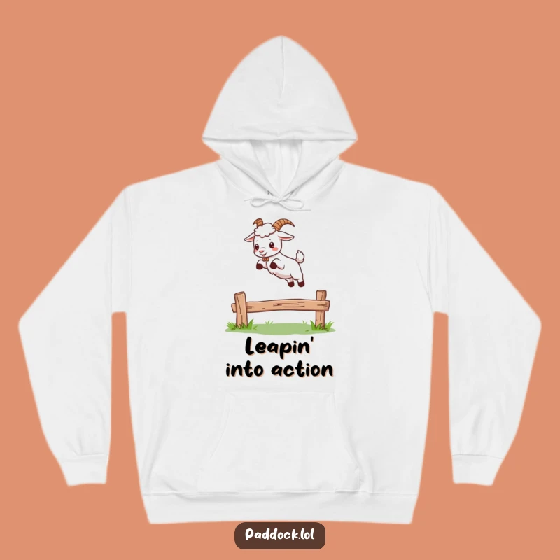 Funny Goat Leaping Hoodie - Cozy Jumping Animal Sweatshirt for Goat Enthusiasts