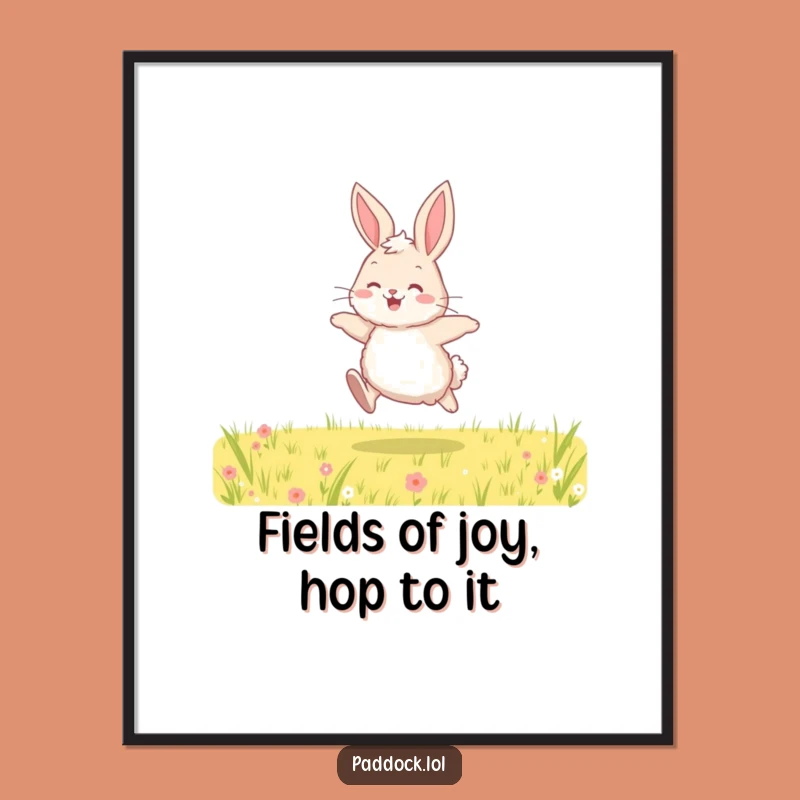 Funny Free Printable Wall Art: Joyful Bunny Hop, Perfect Downloadable Decor!