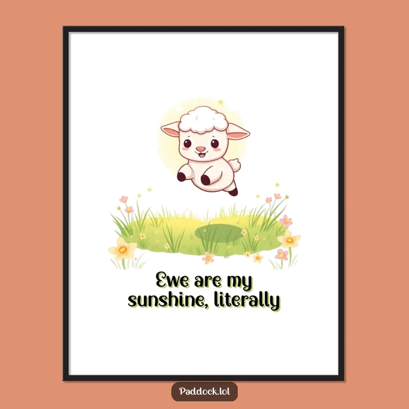 Funny Free Printable Wall Art: Playful Lamb Leaping, Whimsical Downloadable Decor for Any Room