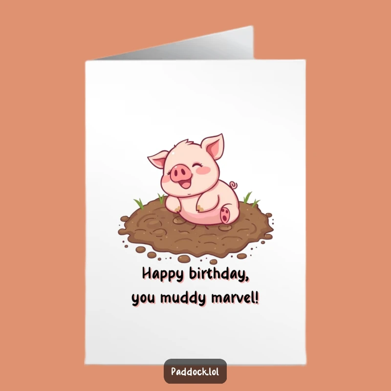 Free Printable Piglet Mud Birthday Card: Hilarious Downloadable Gift for Messy Fun
