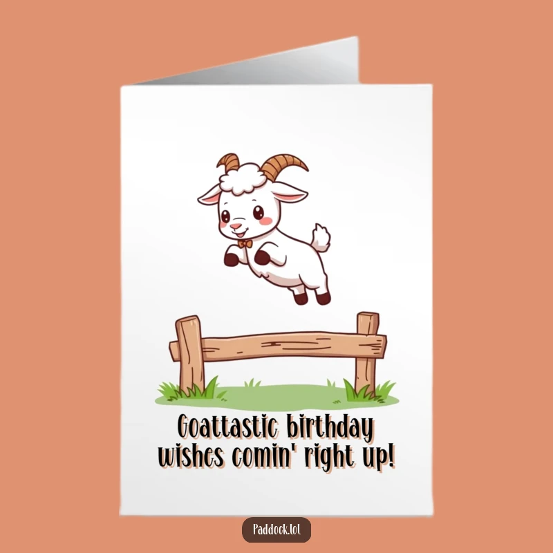 Free Printable Birthday Card: Funny Goat Jumping, Perfect Downloadable Gift!