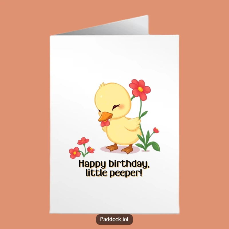 Free Printable Duckling Flower Birthday Card: Cute Downloadable Gift for a Blooming Celebration