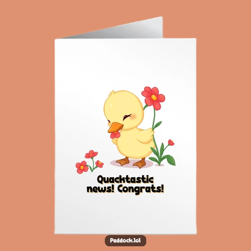 Free Printable Duckling Flower Congrats Card: Sweet Downloadable Gift for New Beginnings