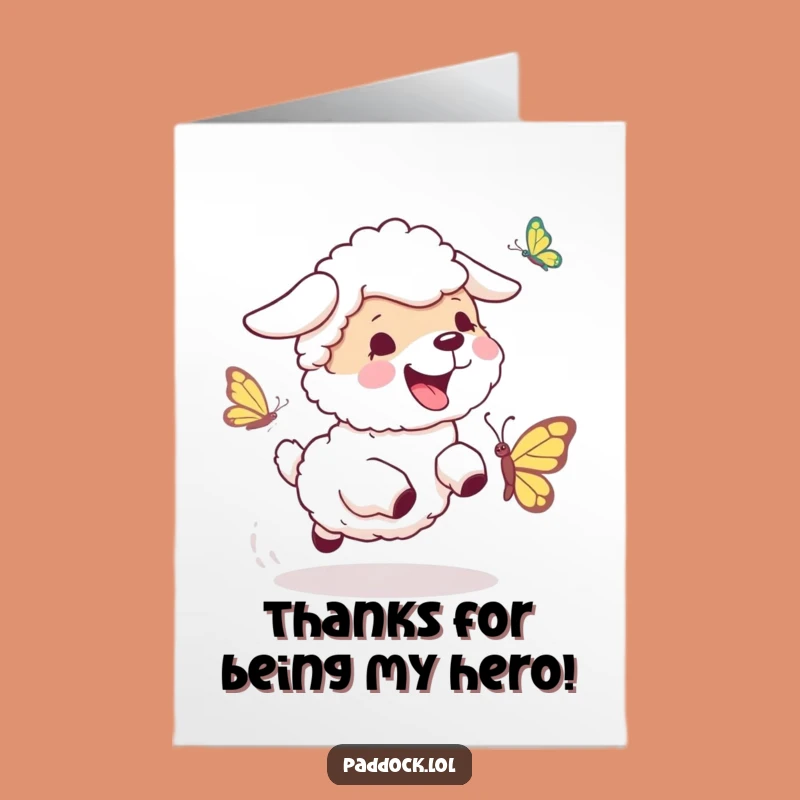 Free Printable Thank You Card: Bouncing Sheepdog, Funny Downloadable Gift for Playful Gratitude