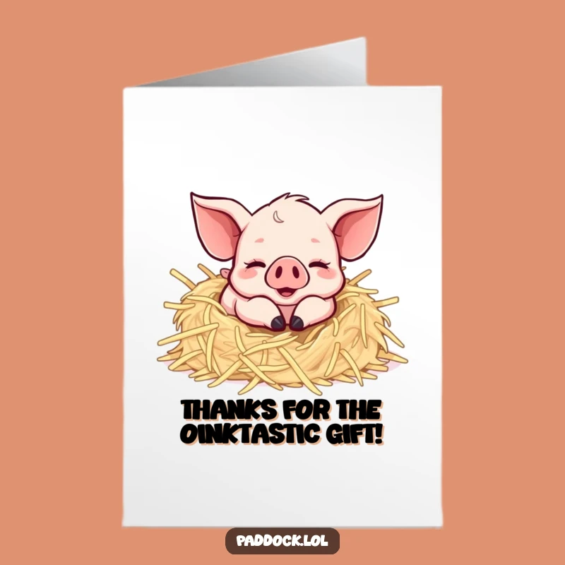 Free Printable Thank You Card: Happy Piglet, Funny Downloadable Gift for Sweet Appreciation