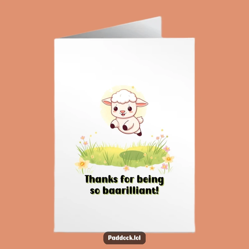 Free Printable Thank You Card: Playful Lamb, Funny Downloadable Gift for a Sunny Thank You
