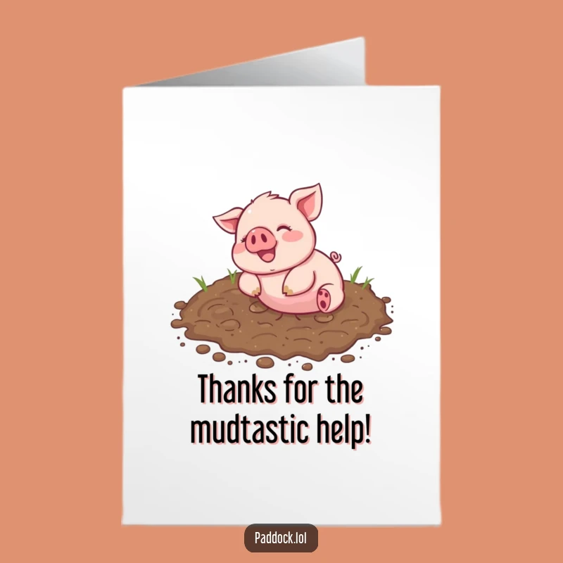 Free Printable Piglet Mud Thank You Card: Fun Downloadable Gift for Muddy Gratitude