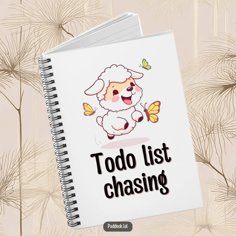 Funny Sheepdog Chase Notebook: A charming notebook featuring a sheepdog chasing a butterfly, perfect for jotting down energetic thoughts.