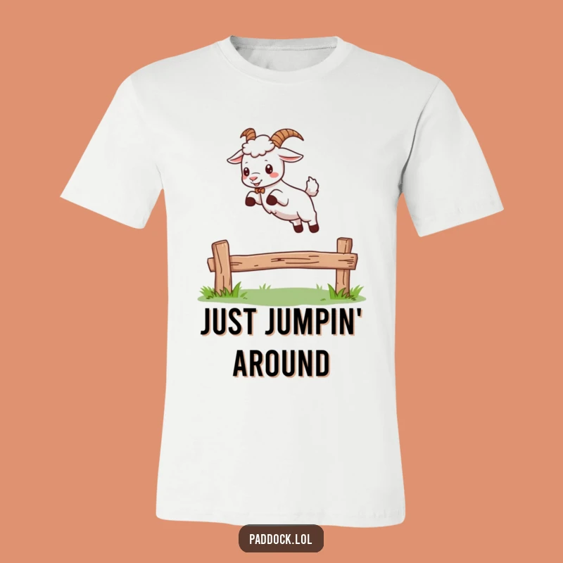 Funny Goat Leaping T-Shirt - Hilarious Jumping Animal Tee for Goat Fans