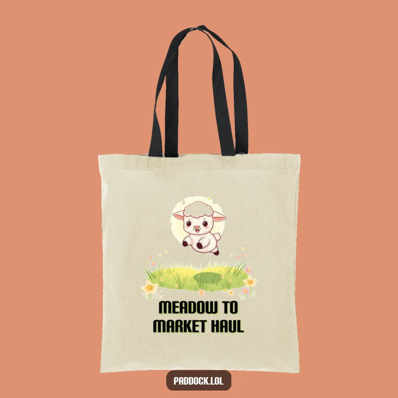 Funny Playful Lamb Tote Bag: Meadow Accessory, Ideal Funny Gift